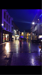 A rainy night on a street in Galway.