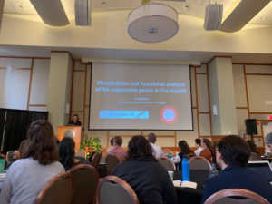 James Monaghan introduces the talk of his graduate student Timothy Duerr at the 2019 Salamander Models in Cross-Disciplinary Biological Research meeting at Northeastern University. Photo credit: Eun Kyung Jeon.
