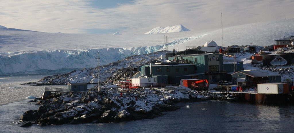 buildings on an icy coast