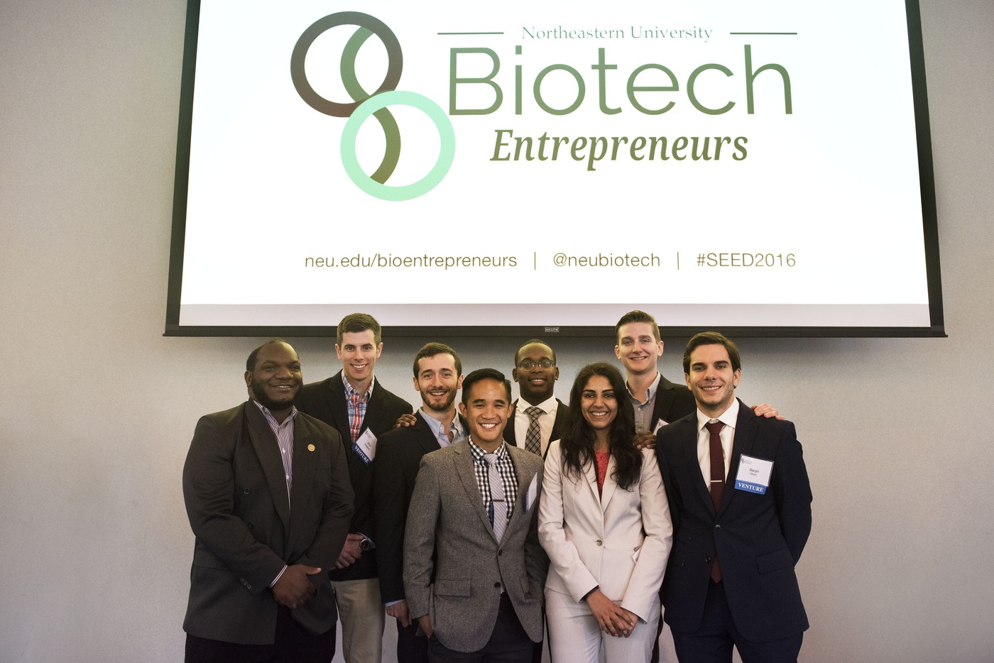 The winning groups pose for a photo during the Biotech Entrepreneurs contest