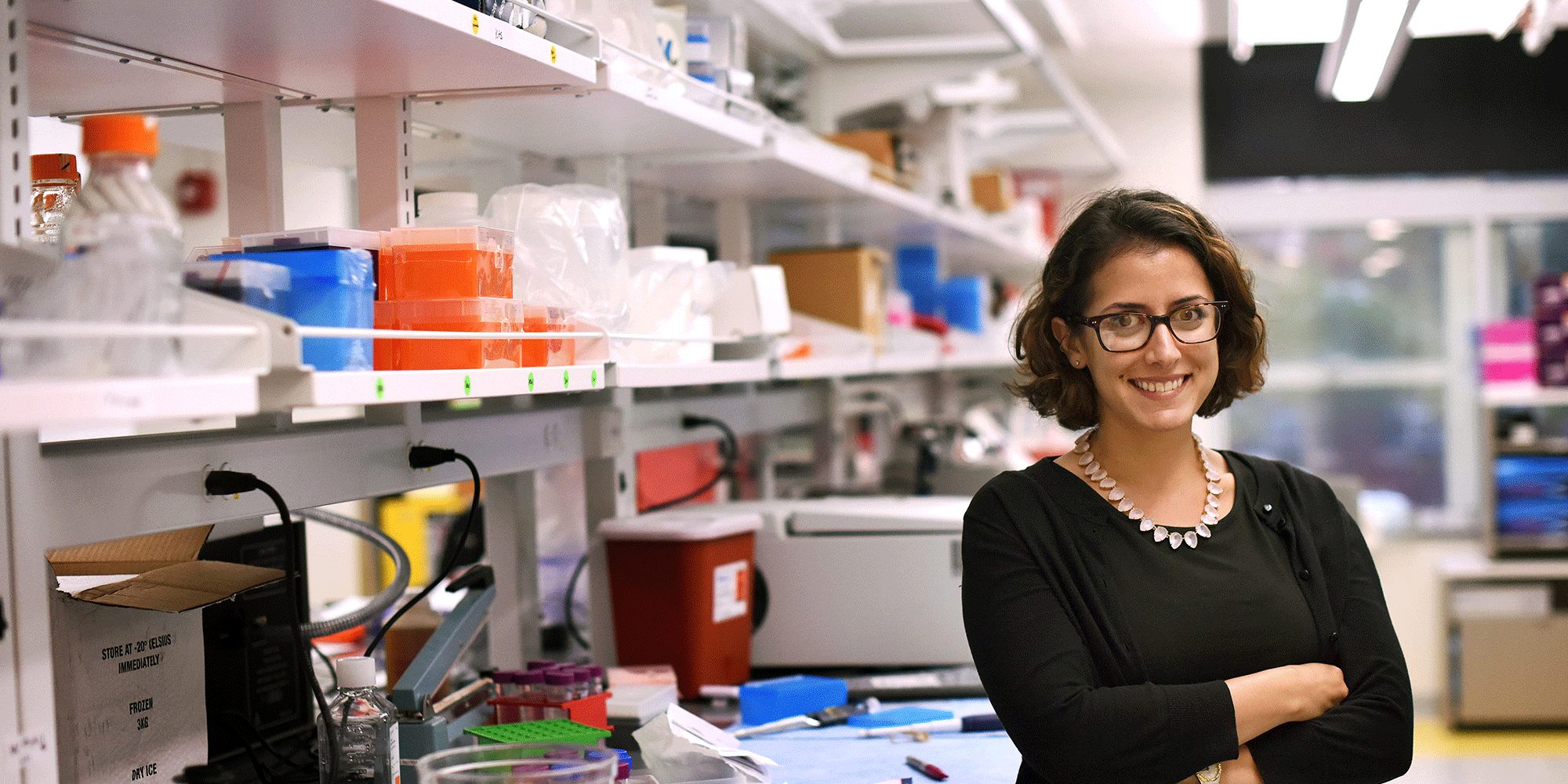 Dr. Leila Deravi in laboratory