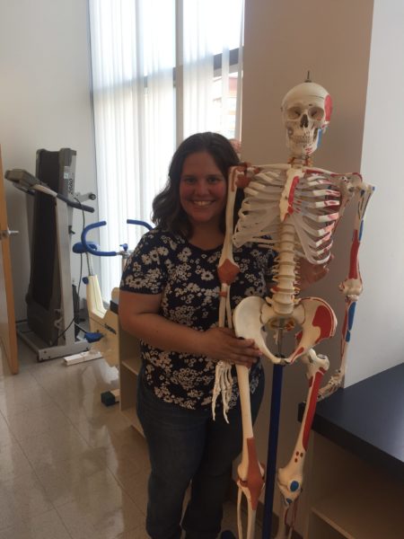 Jennifer with a skeleton