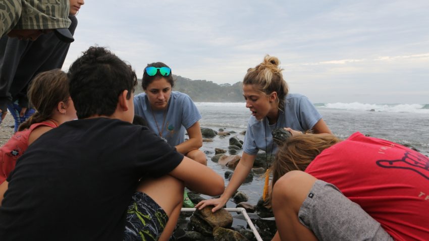 Alexandra Doudera, second from the right, founded Saltwater Classroom, a nonprofit that teaches middle school students around the world about the importance of protecting our oceans. Photo courtesy of Alexandra Doudera.