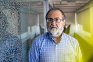 08/16/19 - BOSTON, MA. - Herbert Levine, University Distinguished professor in Physics, poses for a portrait in the new Center for the Physics Underlying Mammalian Biology and Complex Diseases on August 16, 2019. Photo by Ruby Wallau/Northeastern University