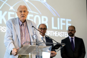 10/03/19 - BOSTON, MA. - Northeastern President Joseph E. Aoun recognizes volunteers during the Network for Life event in the East Village on October 3, 2019. Photo by Ruby Wallau/Northeastern University
