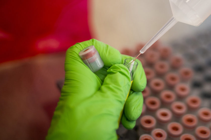 photo of lab test tubes being labeled