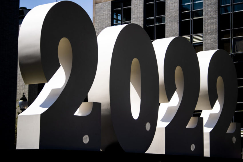 big numbers that spell '2022' sit on krentzman quad