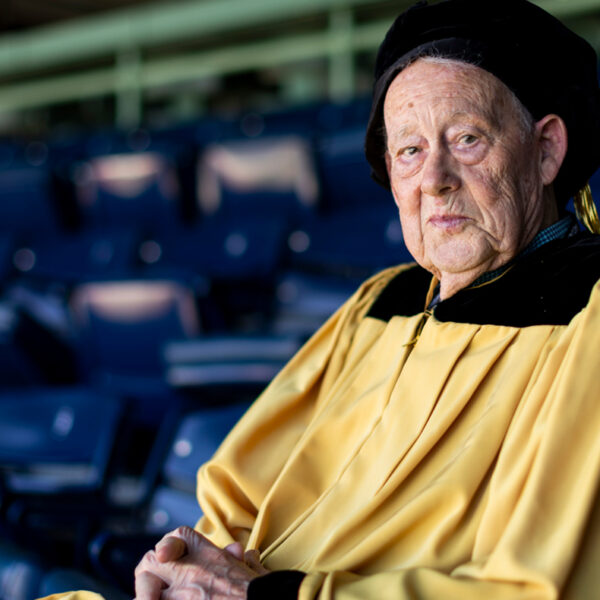 Golden Grad Karl Anderson ’58 returned to see his grandson graduate at Fenway on Sunday, May 7, 2023.