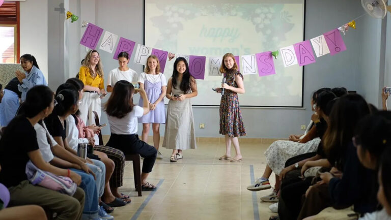 Northeastern students mentoring young women in Cambodia