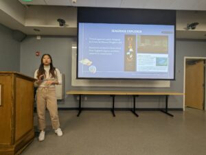 Victoria Mung presents research at the MES Undergraduate Symposium.