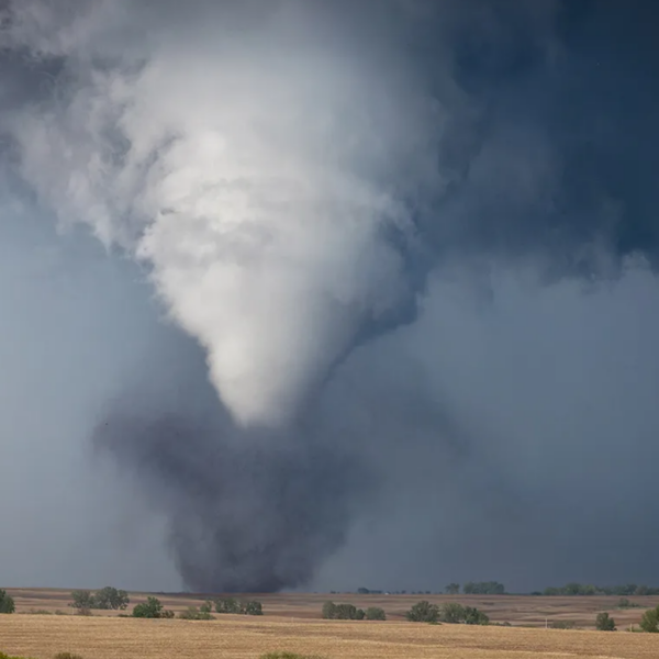 Landscape shot of a tornado.